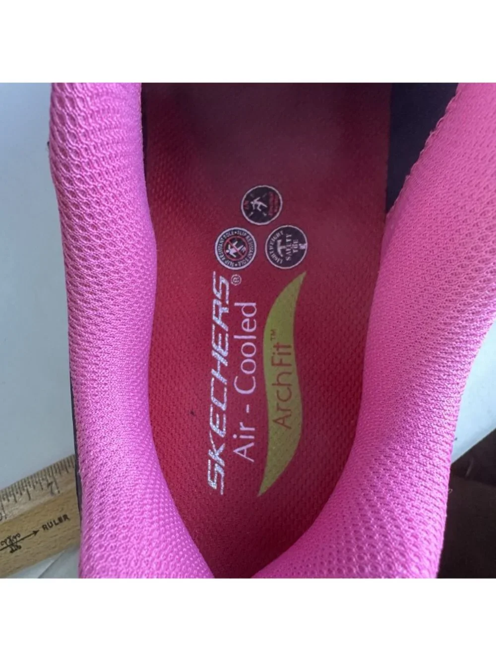 Skechers Womens Work Footwear Air-cooled Arch fit Pink Black Size 9